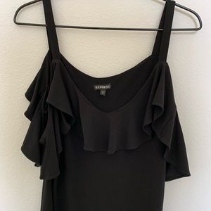 Ruffle off shoulder black Express top